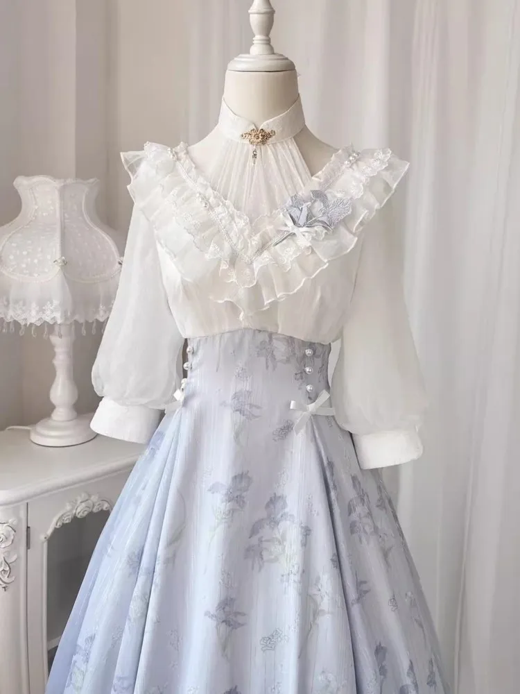 French Vintage Floral Midi Dress - Elegante Vrouwen Zomer Franse Vintage Bloemen
