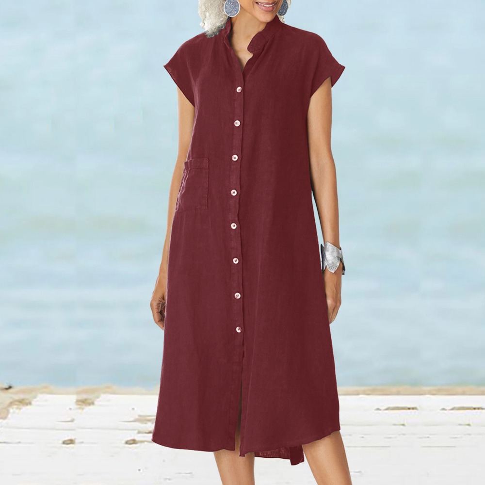 2026 Vrouwen Casual Zwart Shir - Casual Loose Linen Shirt Dress recensie en prijs