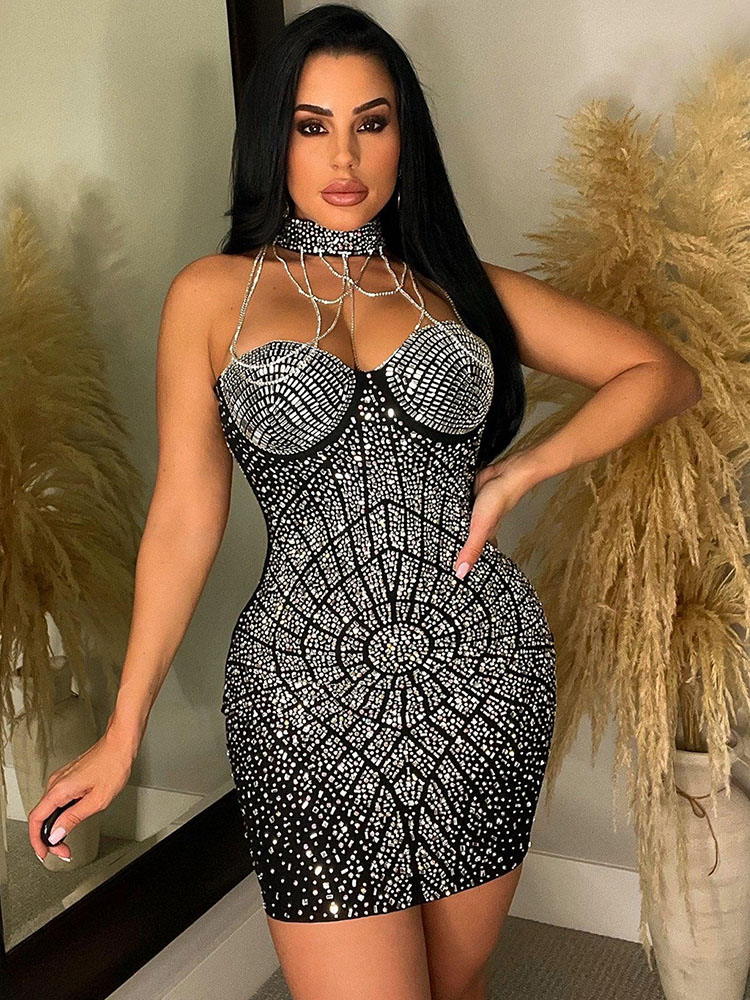 Doyerl Sparkly Strass Diamante - Sparkly Rhinestone Club Party Dress recensie en prijs