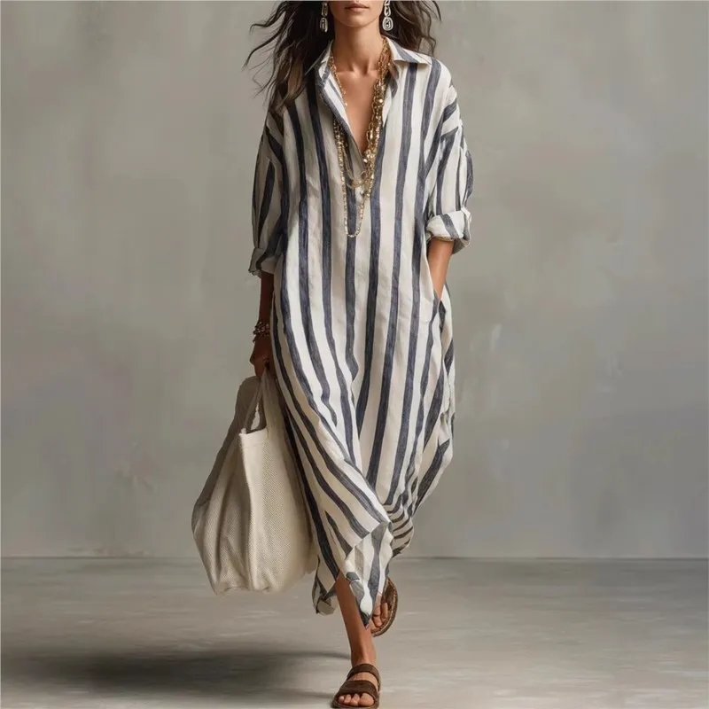 Elegante linnen jurken met rev - Casual Loose Linen Shirt Dress recensie en prijs