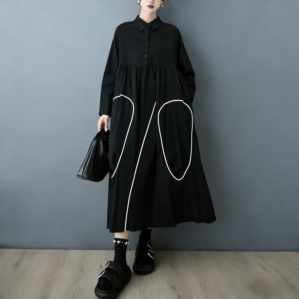 SuperAen lente- en herfstcolle - Korean Style A Line Shirt Dress recensie en prijs